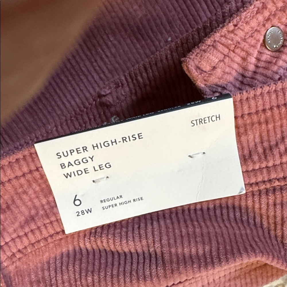 NWT American Eagle Dreamy Corduroy Super High-Waisted Baggy Wide-Leg  size 6 - Picture 12 of 13